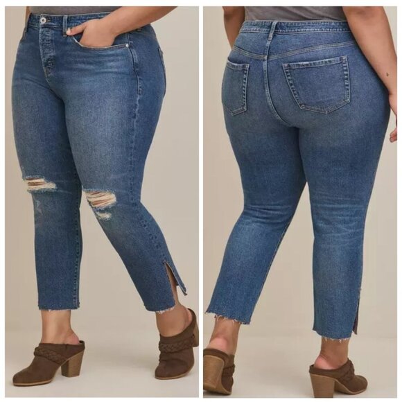 Torrid 18R Straight Classic Denim High-Rise Studded Jeans - Picture 1 of 13
